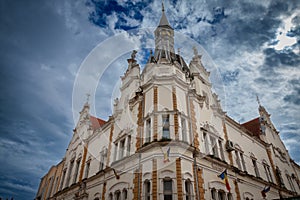 Main facade of the city hall of Caransebes, also called in Romanian Primaria Municipului Caransebes. It\'s a town of western photo